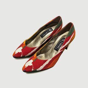 J. Renee Couture Collection Vintage 90s Multi-Color Canvas Pump Heels Size 8M